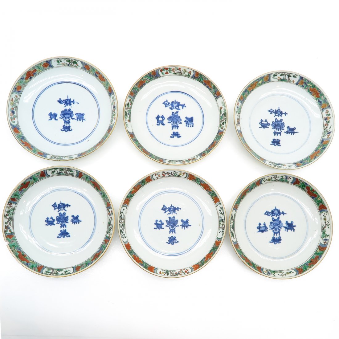 Lot of 6 18th Century Famille Verte Plates (1 of 2)