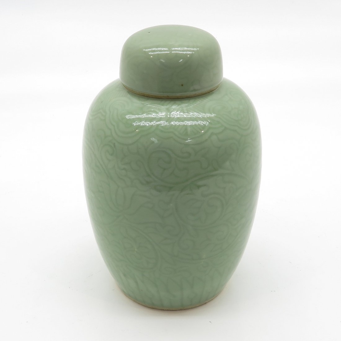 19th Century Celadon Lidded Vase (1 of 6)