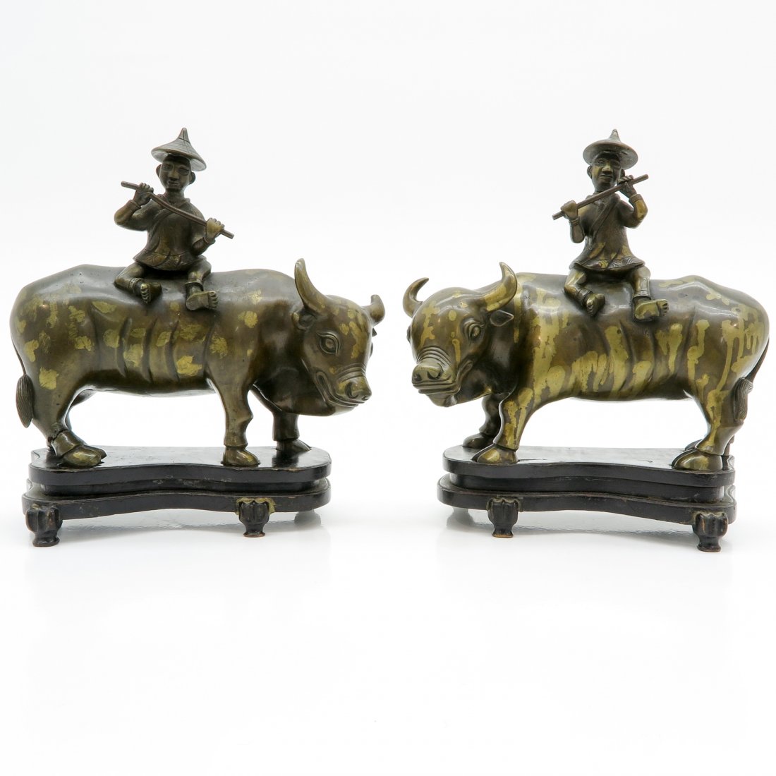 Lot of 2 Gold Splash Chinese Bronze Sculptures (1 of 6)