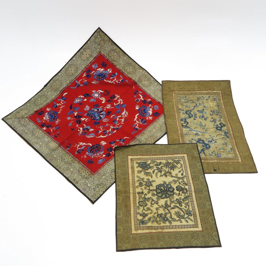 Lot of 3 Chinese Silk Cloths (1 of 1)