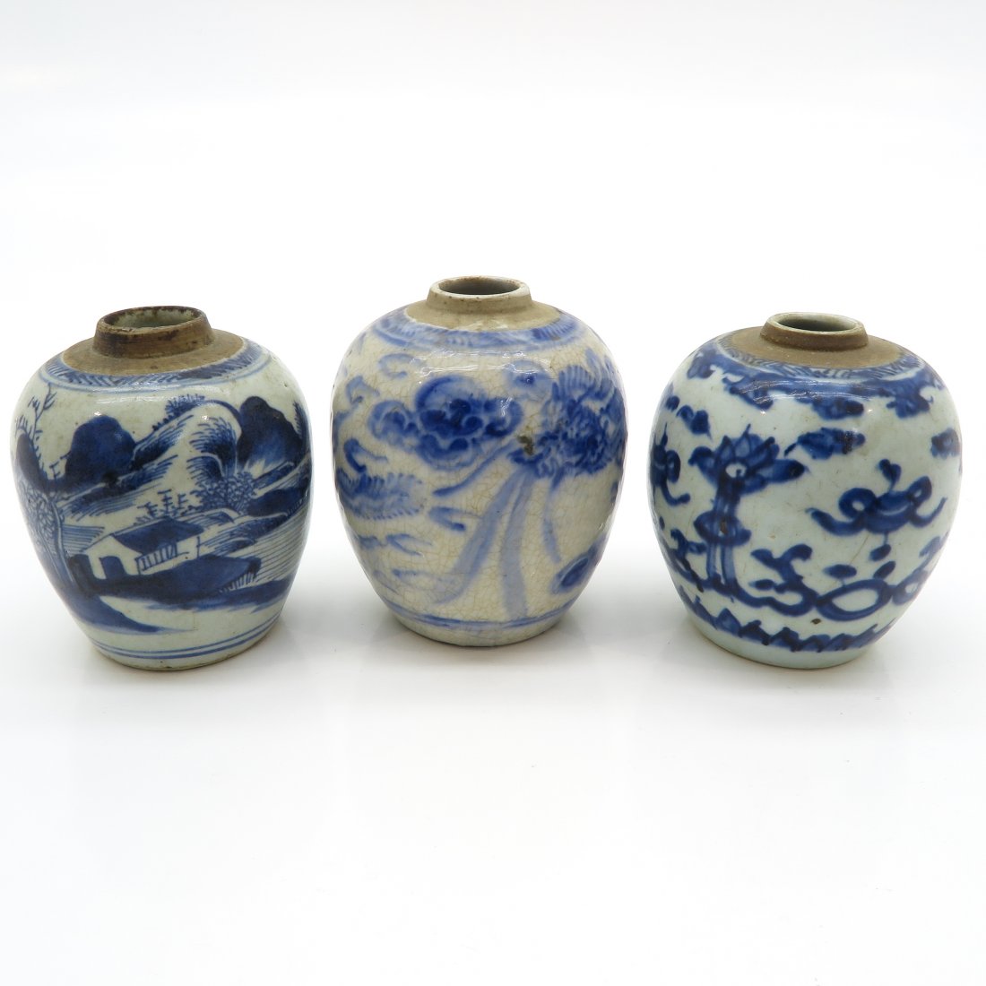 Lot of 3 Qing Dynasty Ginger Jars (1 of 6)