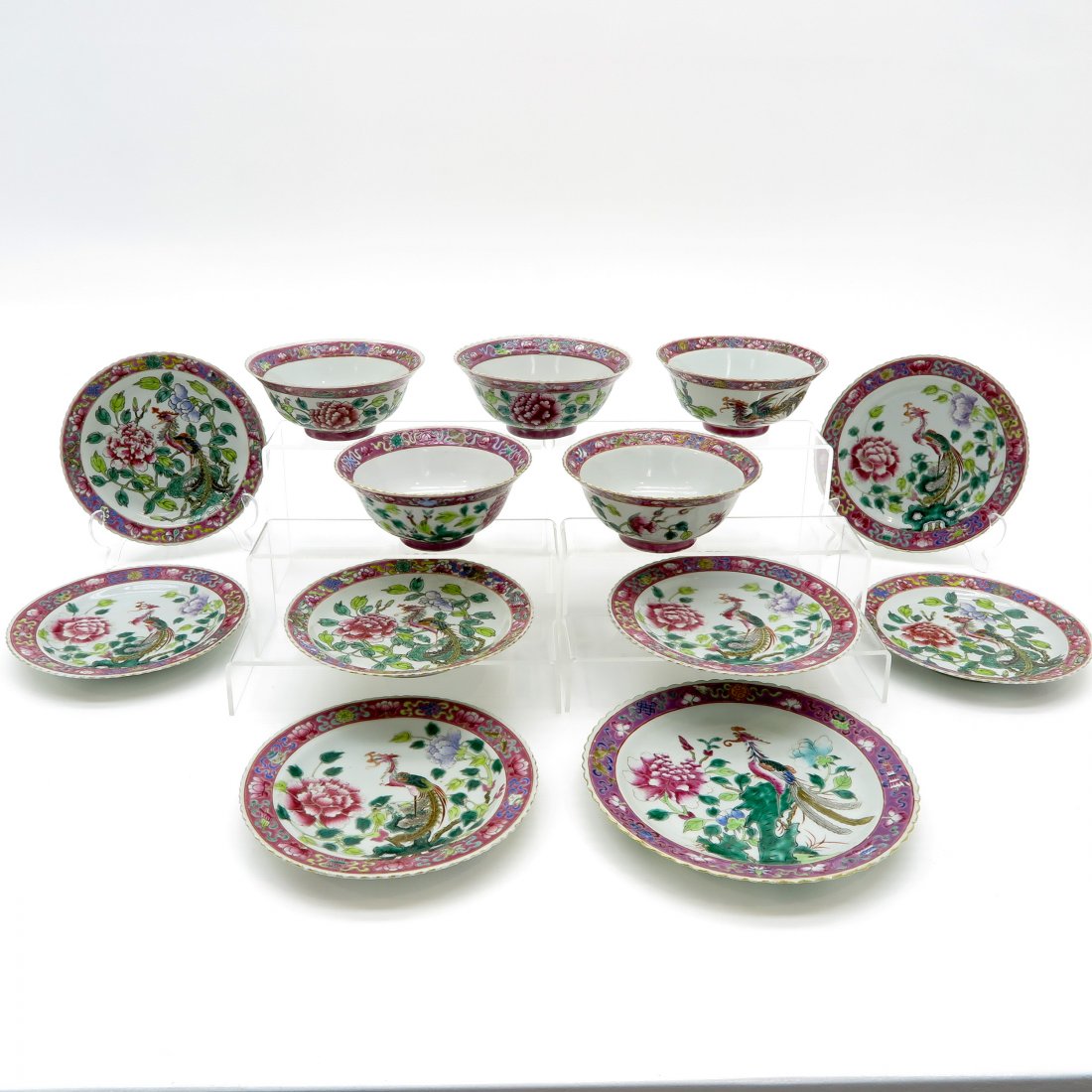 A Large Lot of 19th Cent. Famille Rose China Porcelain (1 of 3)