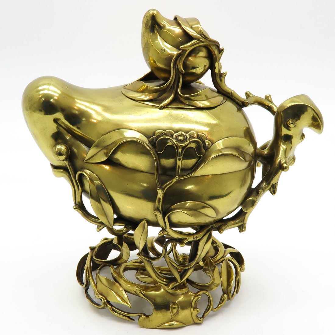 Unusual Chinese Bronze Incense Burner: In the form of fruit, 39 x 40 X 20 cm.