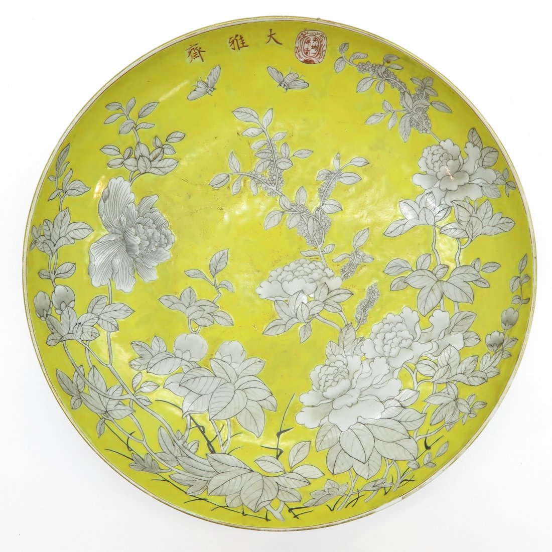 China Porcelain Yellow & Grey Decor Plate (1 of 3)
