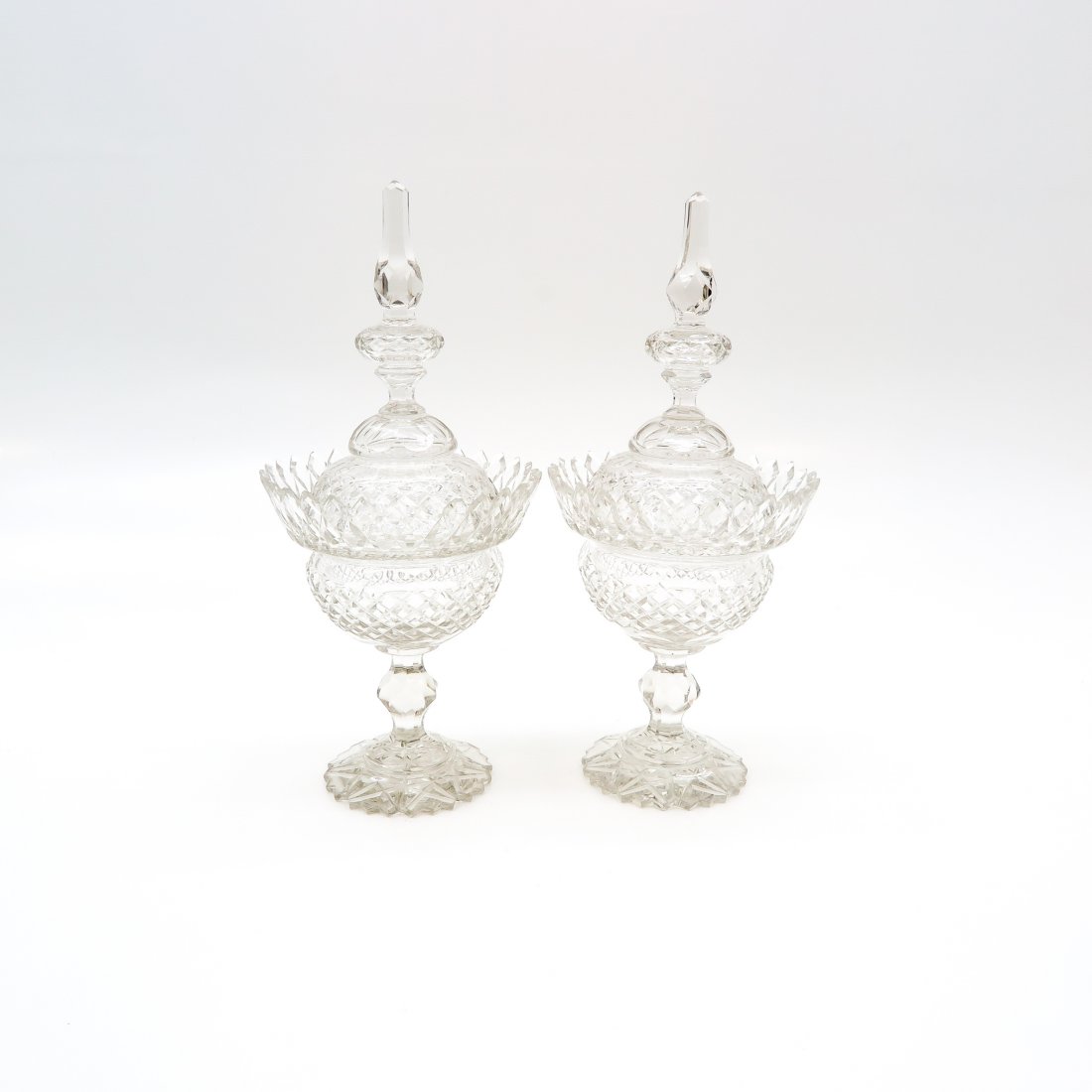 Pair of Beautiful 19th Century Crystal Jars with Covers (1 of 2)