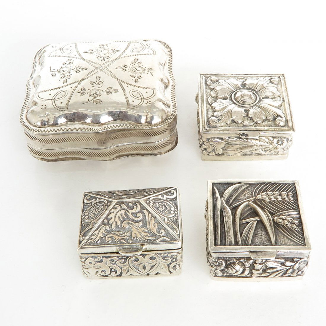 Lot of 4 Silver Pill Boxes (1 of 6)