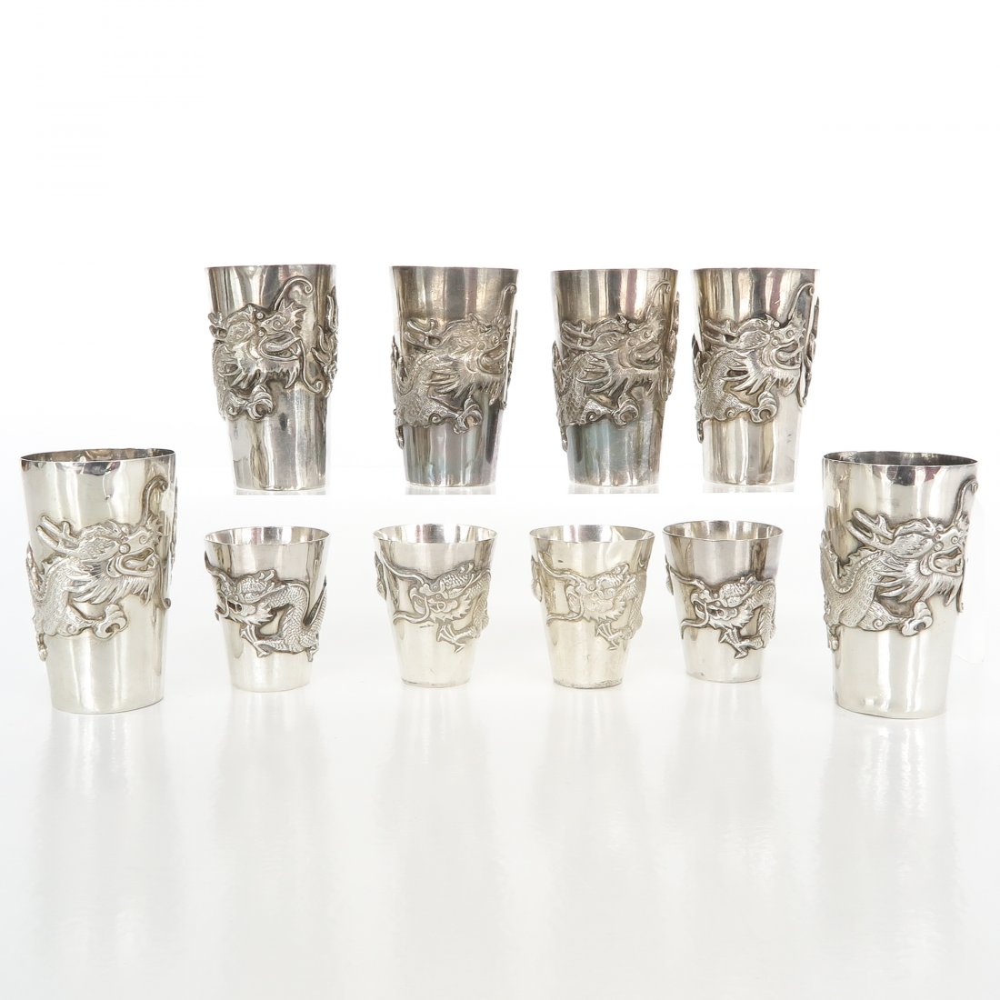 Lot of 10 Chinese Silver Cups (1 of 5)