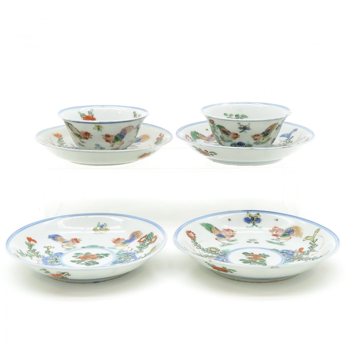 Lot of 18th Century China Porcelain Cups and Saucers (1 of 6)