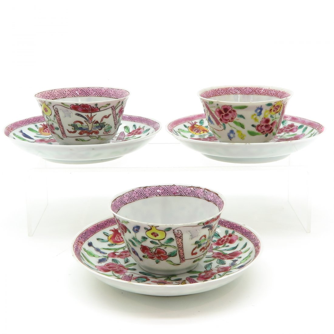 Lot of 18th Century China Porcelain Cups and Saucers (1 of 6)