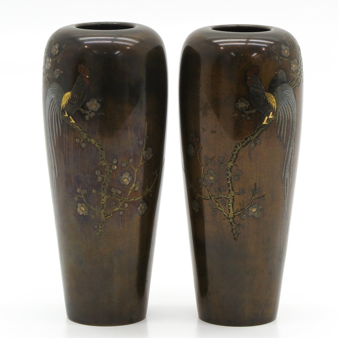 Pair of Signed Japanese Bronze Vases (1 of 7)