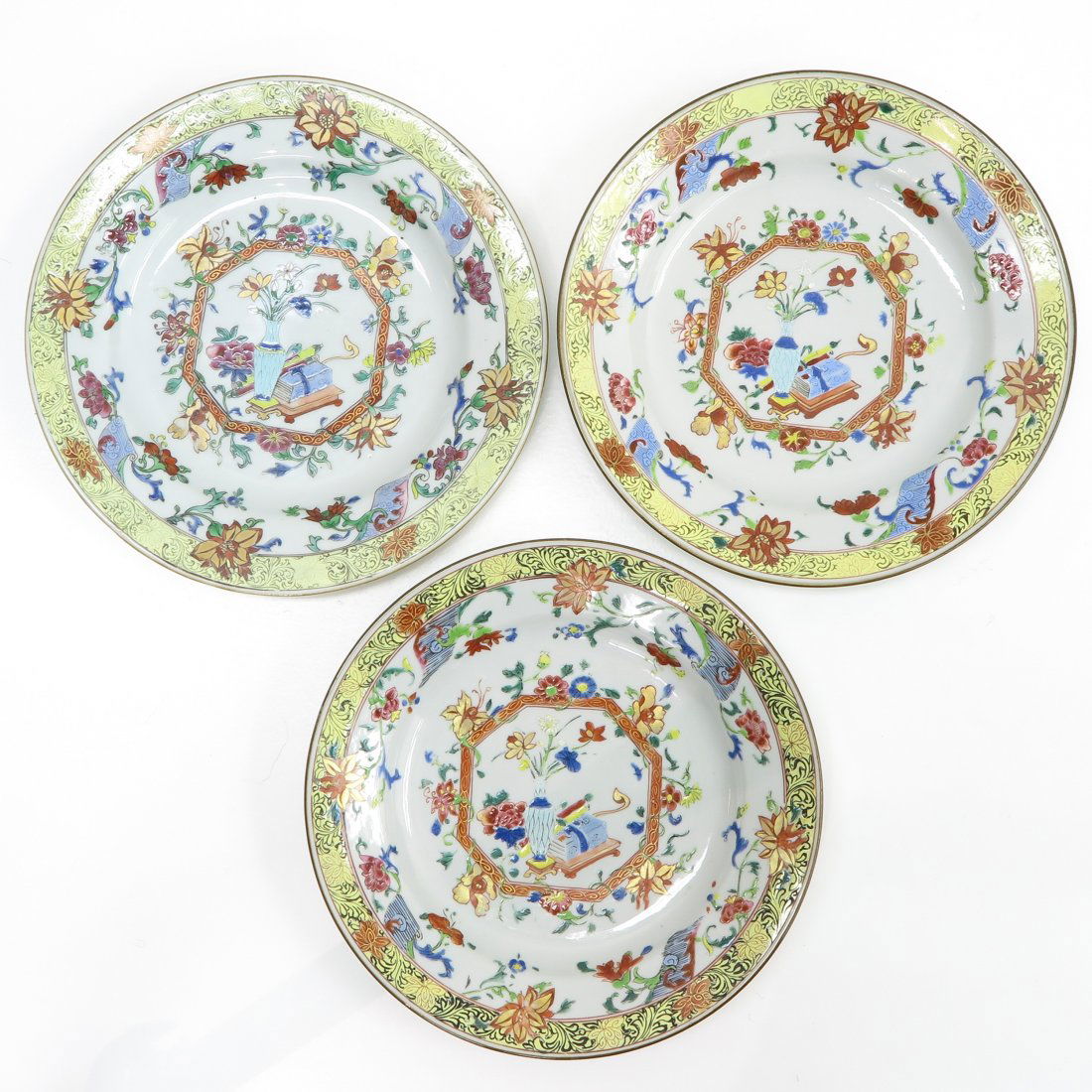 18th Century China Porcelain Famille Jaune Decor Plates (1 of 2)