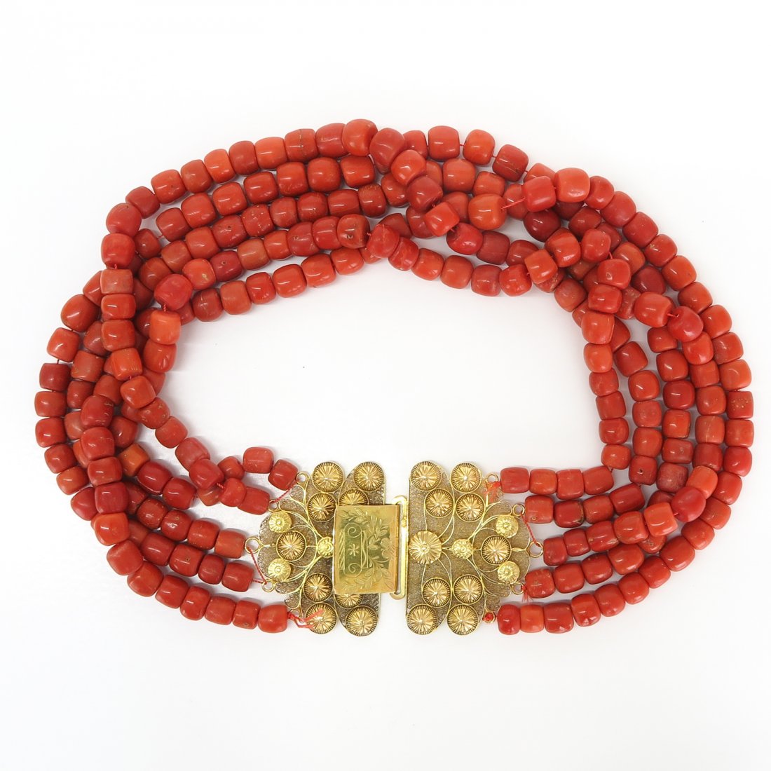 19th Century Red Coral Necklace on 18KG Clasp (1 of 3)