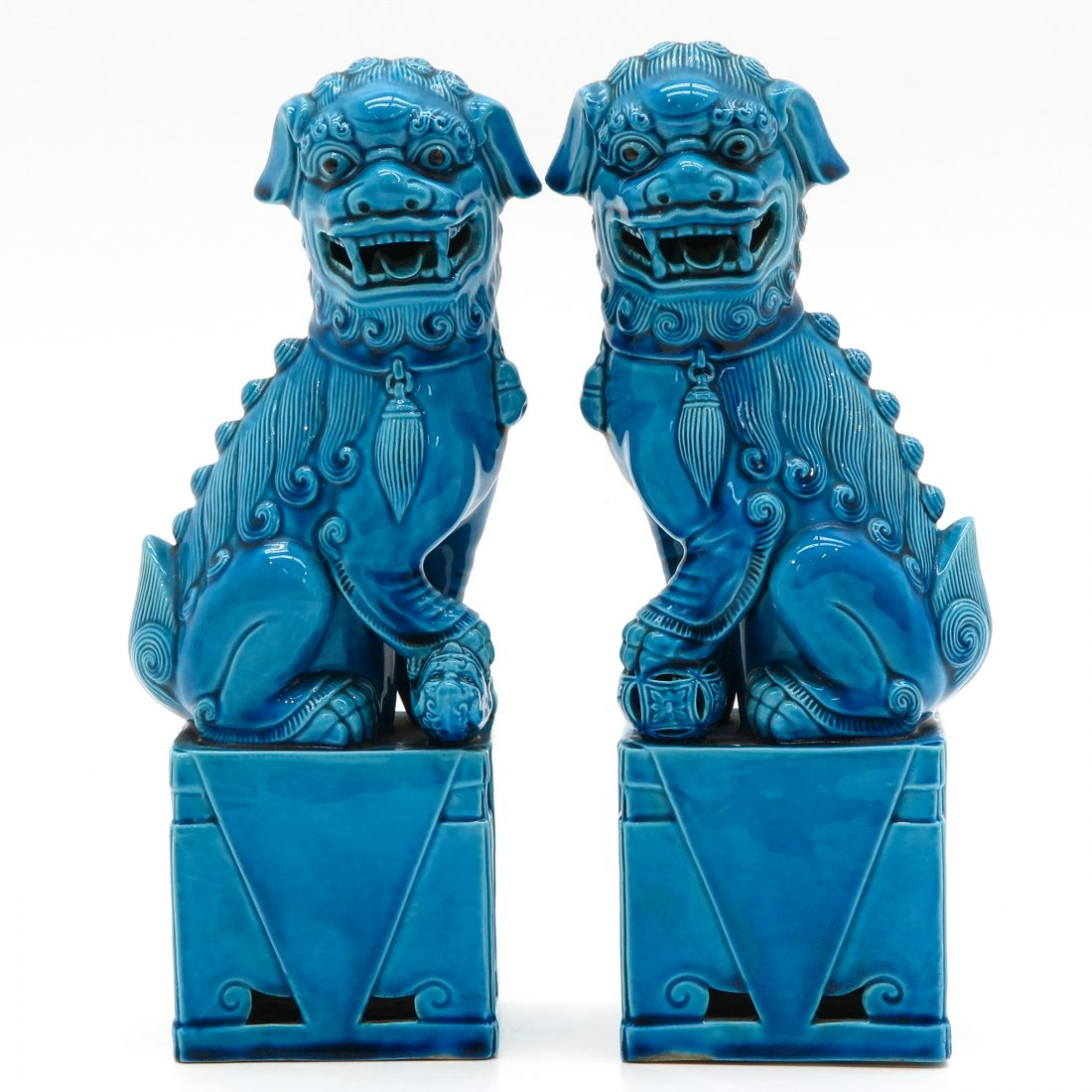 Pair of China Porcelain Temple Lions (1 of 6)