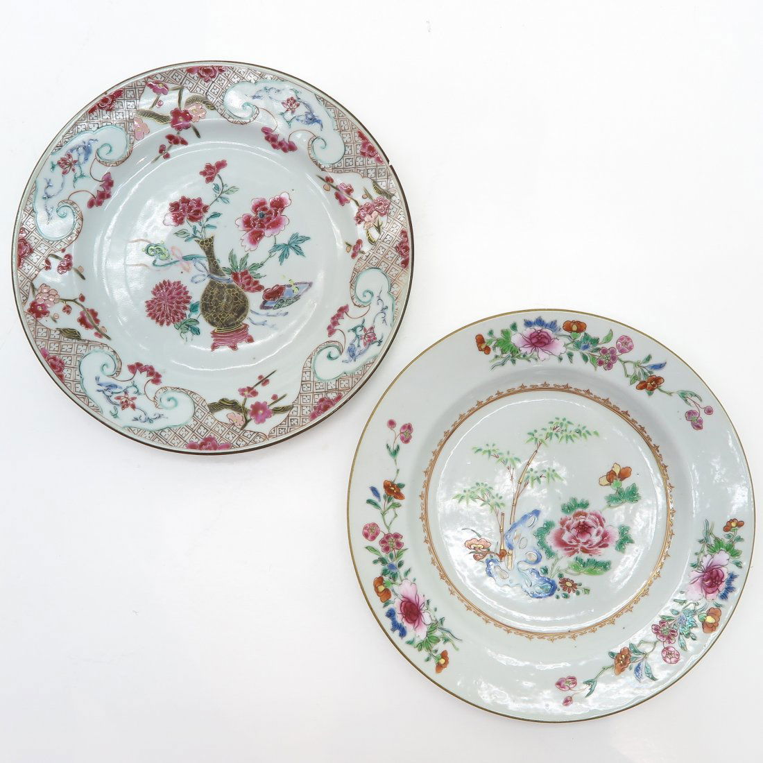 Lot of 2 Famille Rose Decor China Porcelain Plates (1 of 2)