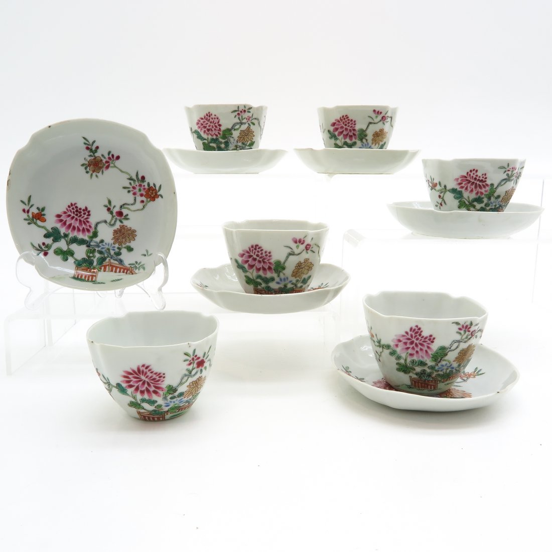 Lot of China Porcelain Cups and Saucers Circa 1800 (1 of 6)