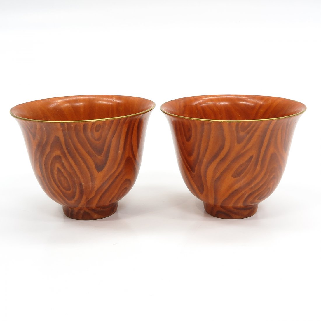 Lot of 2 China Porcelain Fake Wood Decor (1 of 6)