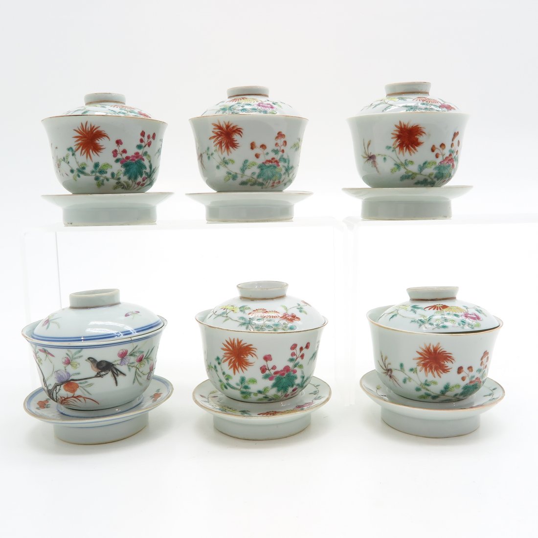Lot of China Porcelain Lidded Cups and Saucers (1 of 6)