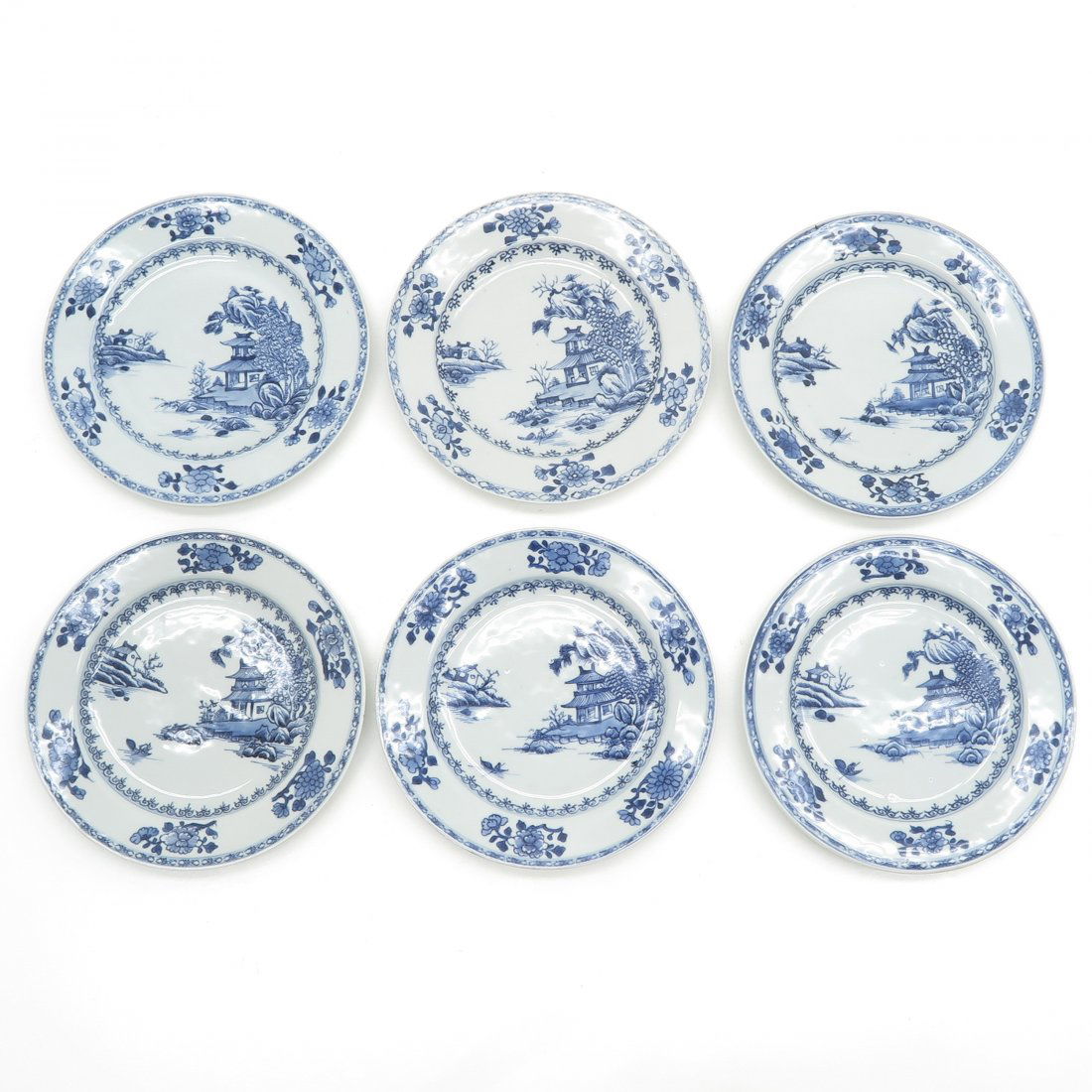 Lot of 6 18th Century Nanking Cargo Plates (1 of 2)