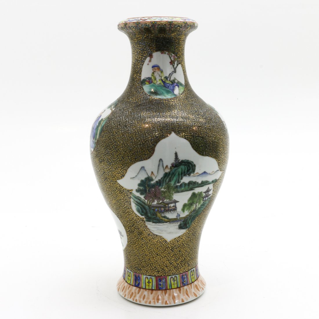 China Porcelain Famille Verte Decor Vase (1 of 6)
