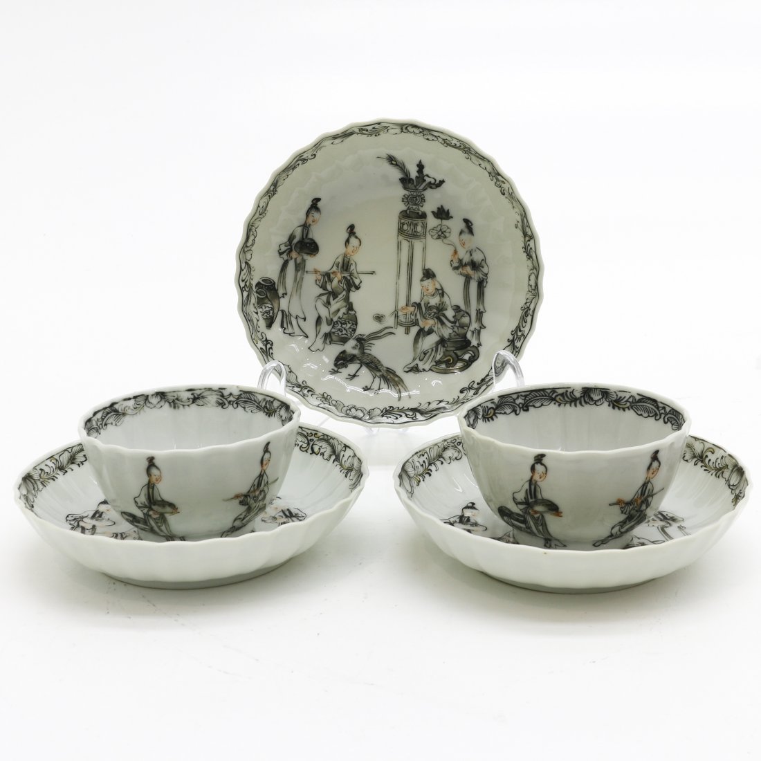 18th Century Encre de Chine Decor Cups and Saucers (1 of 7)