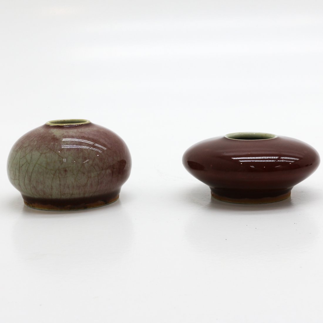 Lot of 2 China Porcelain Brush Washers: Largest is 11 x 5 x 11 cm.