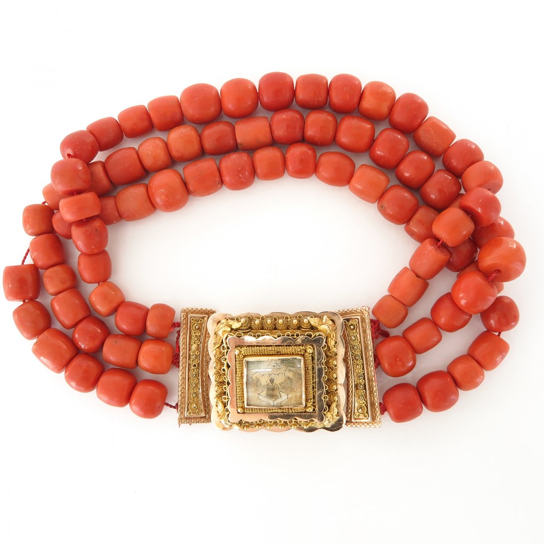 19th Century Red Coral Necklace on 14KG Volendam Clasp (1 of 3)