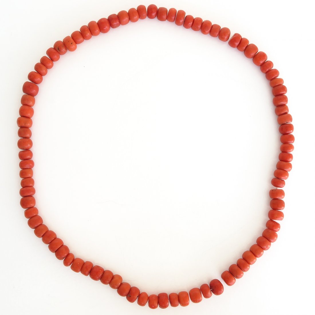 19th Century Red Coral Necklace: Diameter of red coral is 9 - 10 mm., 97 gram.