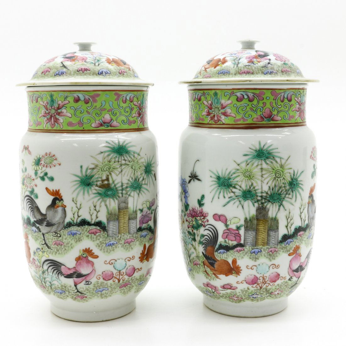 Pair of 19th Century China Porcelain Lidded Vases (1 of 6)