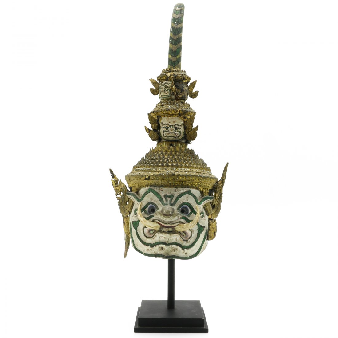 19th Century Thai Mask: Made from paper cache, 82 cm. tall.