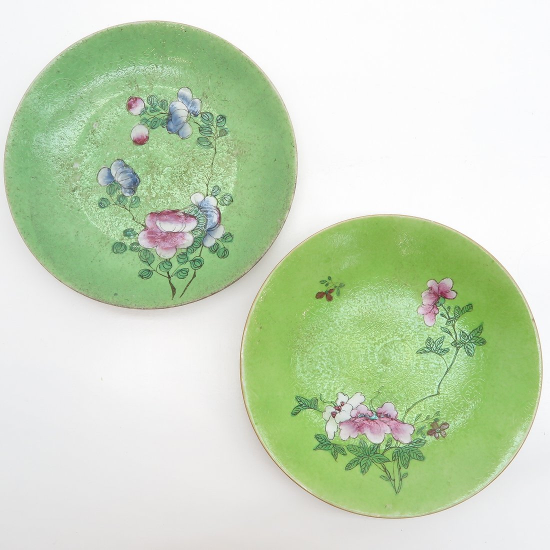 Lot of 2 China Porcelain Sgrafito Decor Plates (1 of 2)