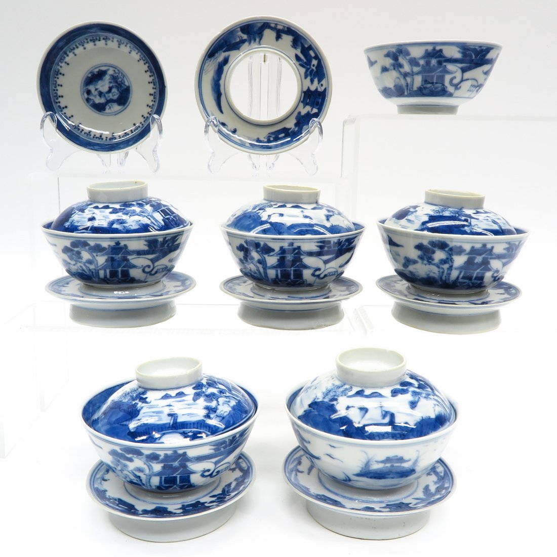 Lot of China Porcelain Lidded Cups and Saucers (1 of 8)