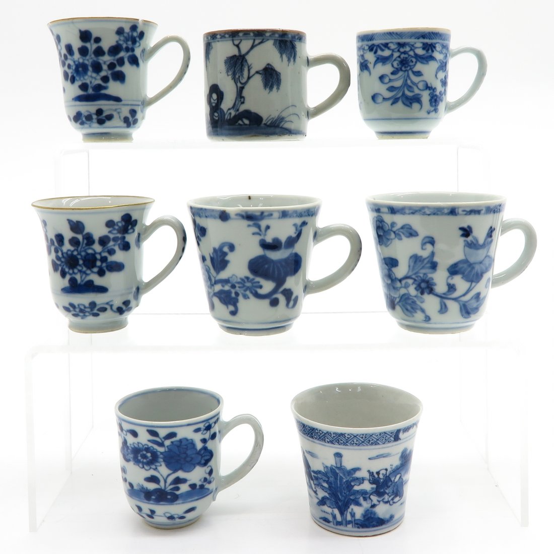 Lot of 8 China Porcelain Cups: Including 18th Century, 7 cm. tall, chip and hairline.