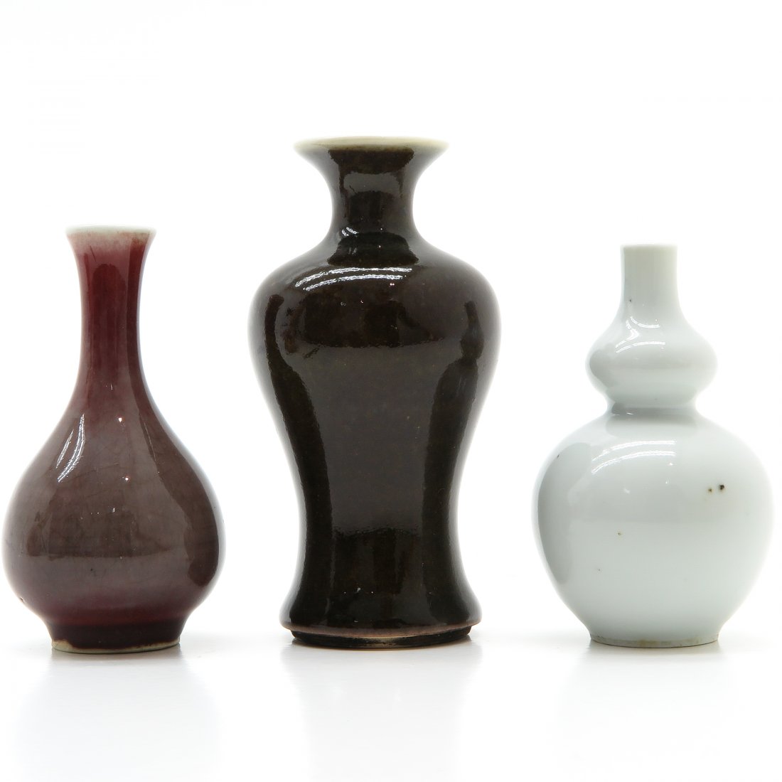 Lot of 3 China Porcelain Sang de Boeuf Decor Vases (1 of 6)