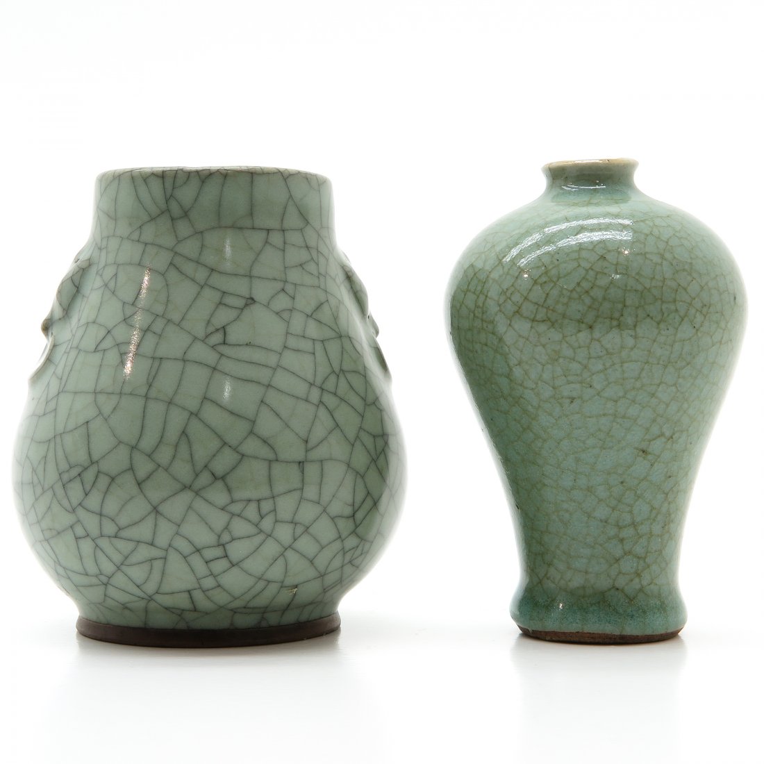 Lot of 2 Chinese Celadon Crackle Ware Decor Vases (1 of 6)