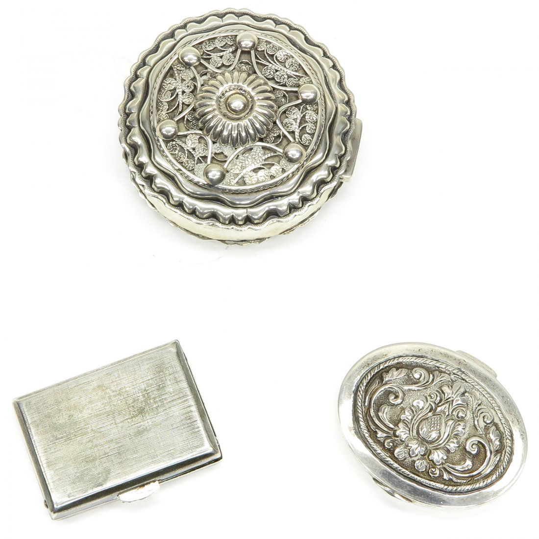 Lot of 3 Silver Pill Boxes (1 of 2)