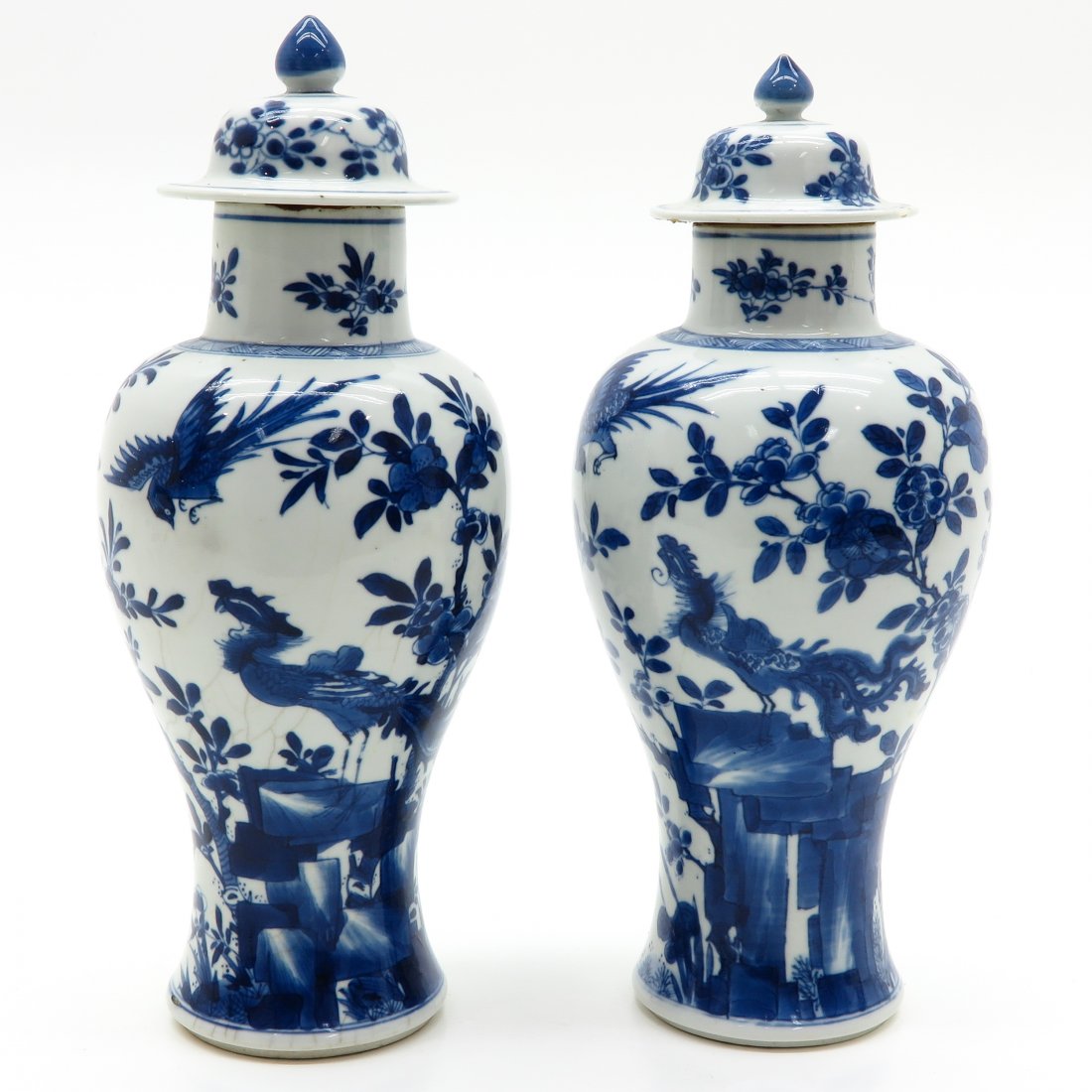 Lot of 2 China Porcelain Kangxi Lidded Vases (1 of 6)