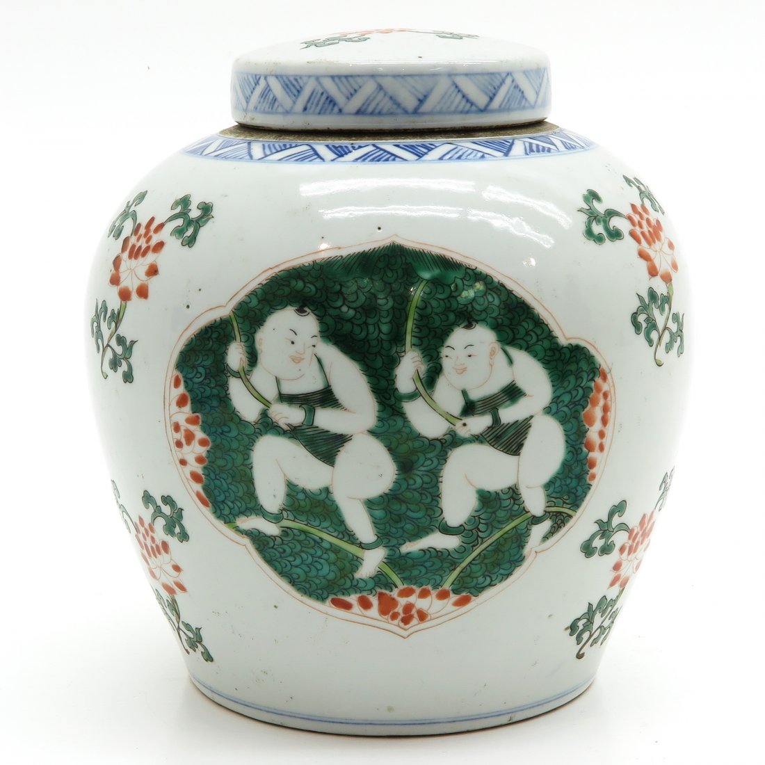 China Porcelain Ginger Jar: Marked with double ring, 25 cm. tall.