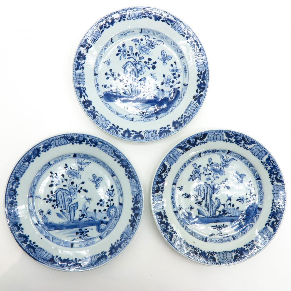 Lot of 3 18th Century China Porcelain Plates (1 of 2)