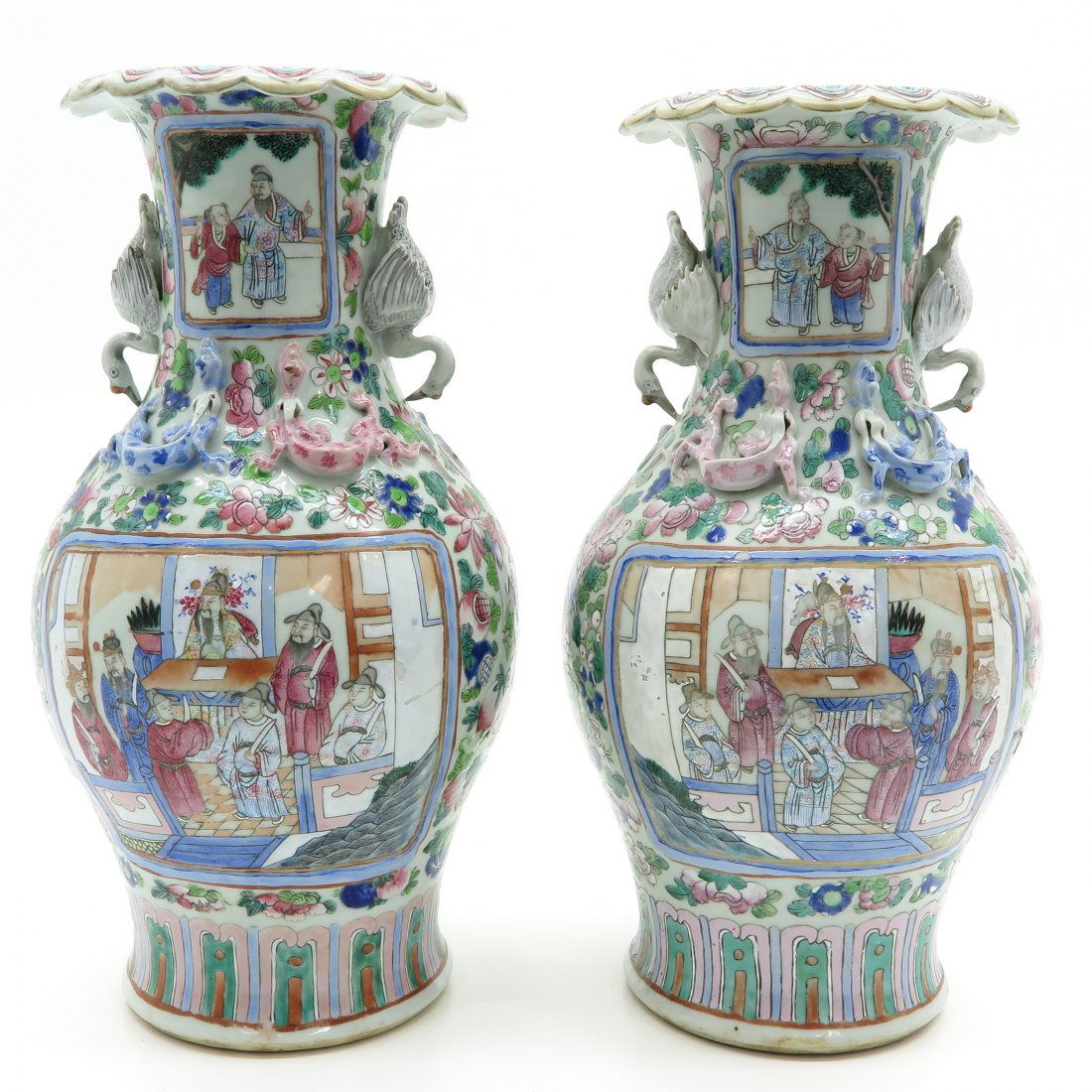 Pair of Famille Rose Decor Vases (1 of 6)