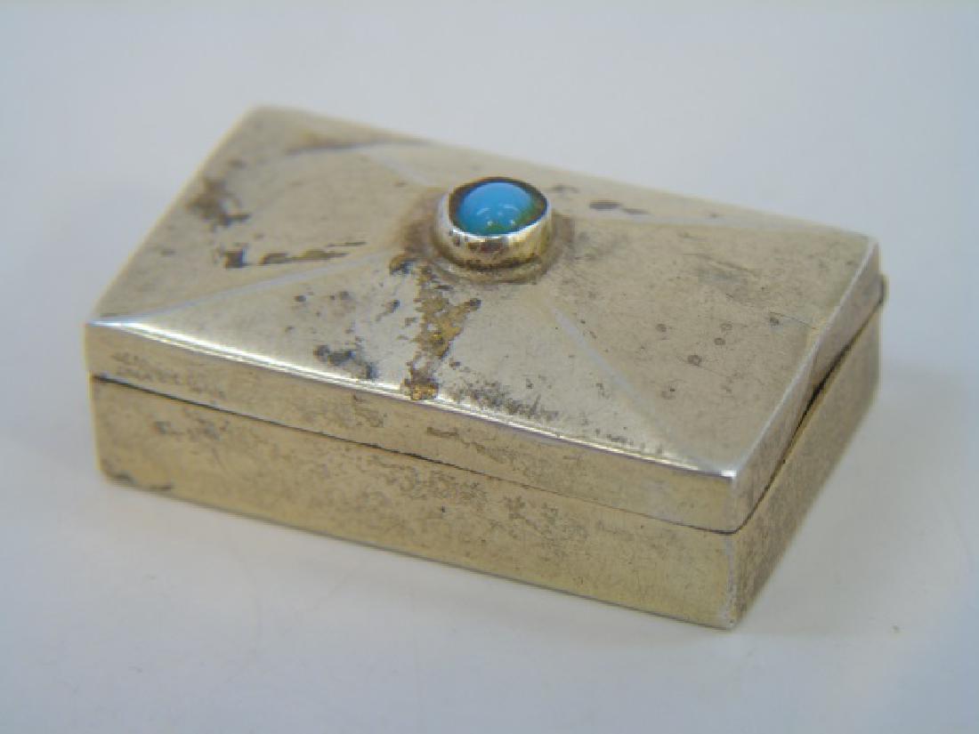 Mexican Sterling Silver Turquoise Pill / Snuff Box (1 of 4)