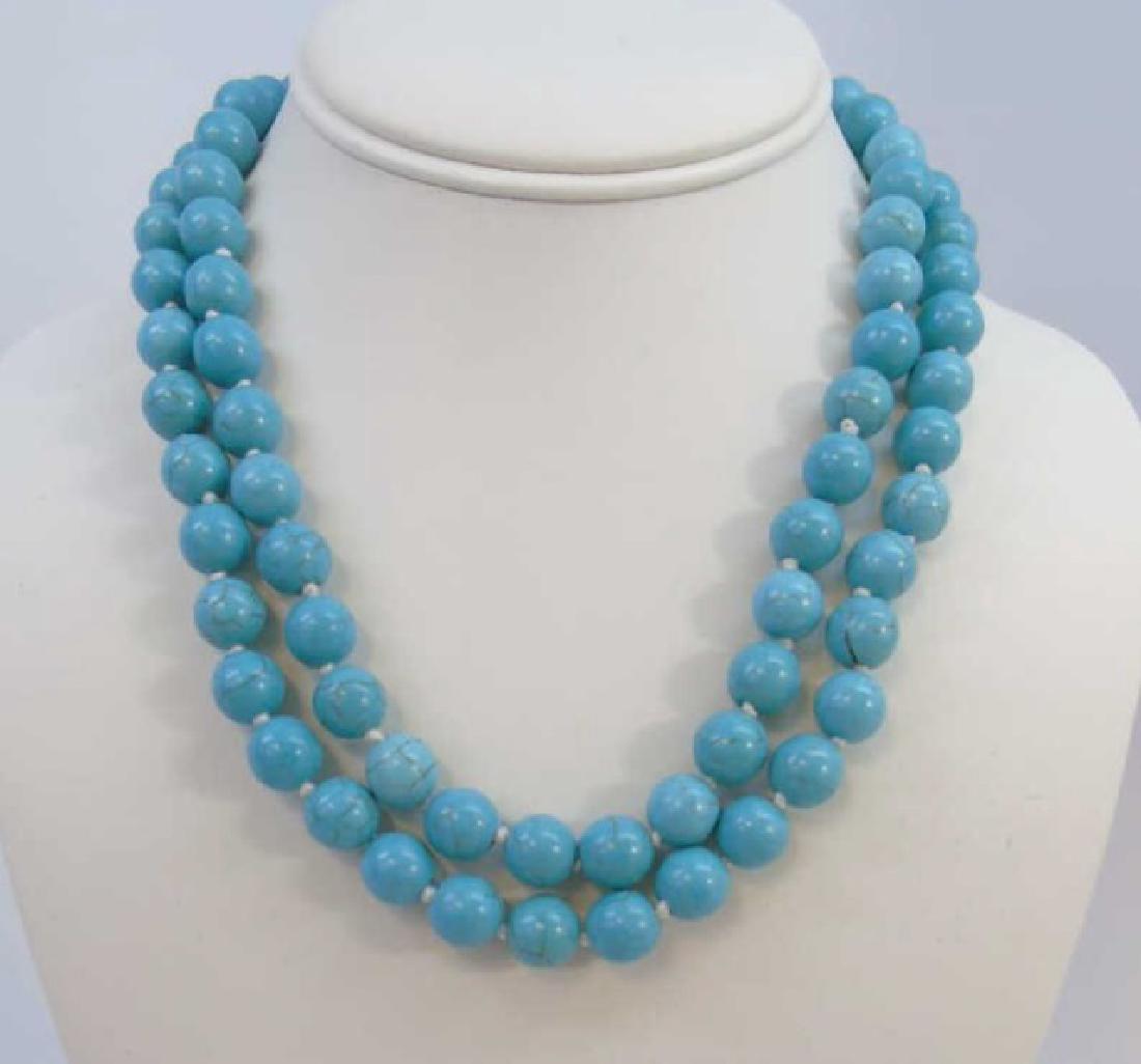 Pair Native American Style Turquoise Necklaces (1 of 3)