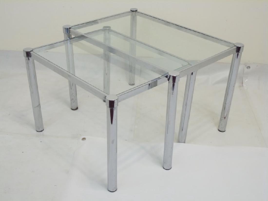 Pair Contemporary Modern Glass Top Nesting Tables (1 of 2)