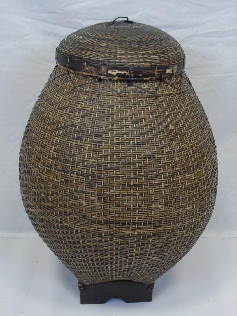 Large Vintage Asian Decorative Basket w/ Top (1 of 4)