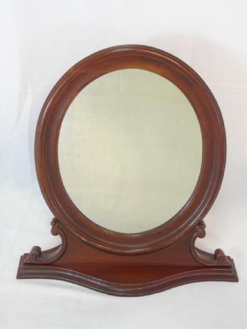 Carved Mahogany Dresser Top Vanity Shaving Mirror (1 of 5)