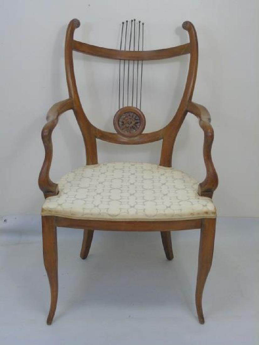 Vintage Carved Frame Lyre Back Armchair (1 of 4)