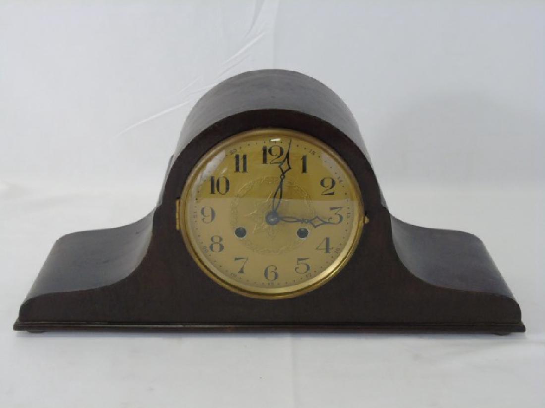 Vintage Mahogany Mantel Clock w Star Decoration (1 of 5)