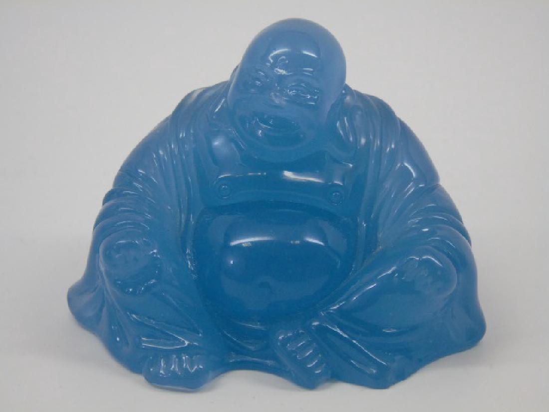 Chinese Carved Blue Translucent Jade Buddha (1 of 4)