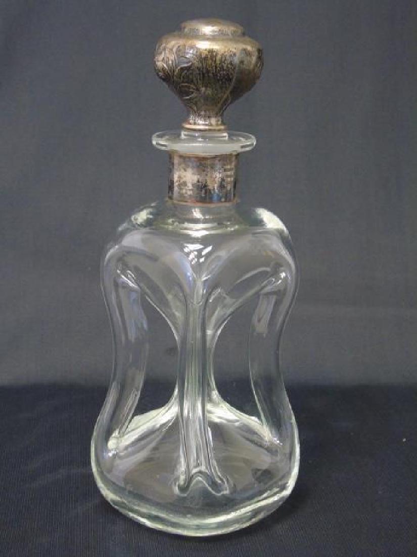Antique Danish Sterling Silver Art Glass Decanter (1 of 4)