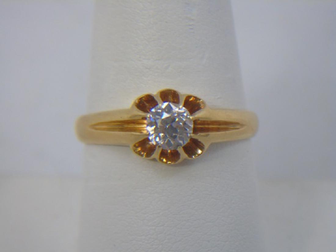 Estate English Diamond Solitaire Yellow Gold Ring (1 of 4)