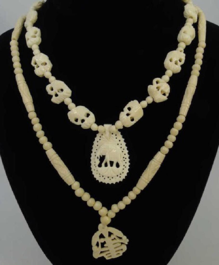 Two Vintage Chinese Carved Necklaces & Pendants (1 of 4)